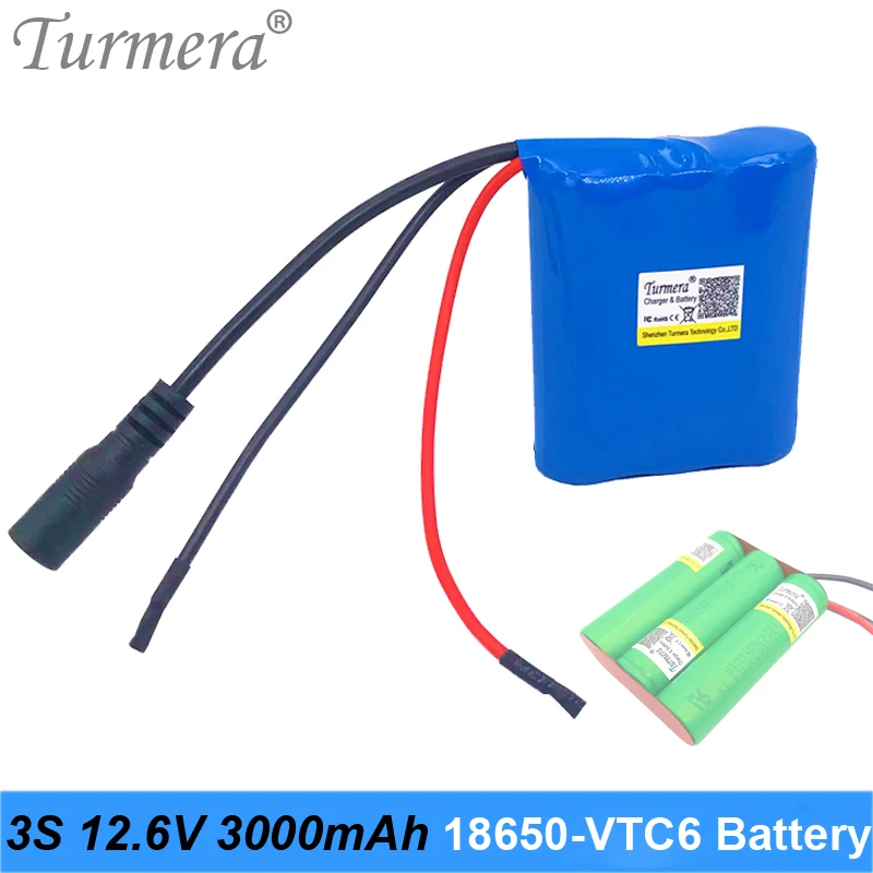 3S 10 8 V 12 6 3000mAh перезаряжаемый литиевый аккумулятор US18650VTC6 30A с 40A BMS для