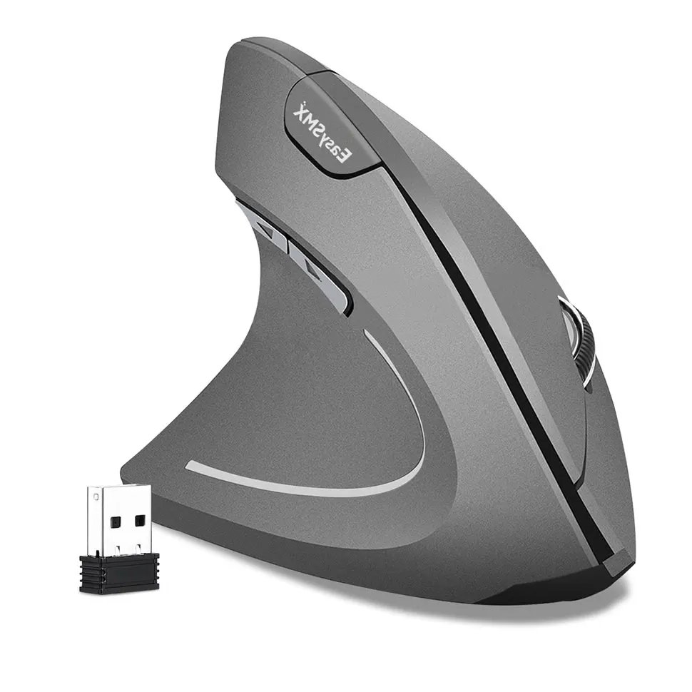 EasySMX Беспроводной Мышь G814 вертикальный Мышь Эргономичный Оптическая 800 1200 1600 2400 Точек на дюйм 6 пуговиц Mause для Windows, MAC OS - Цвет: left hand gray