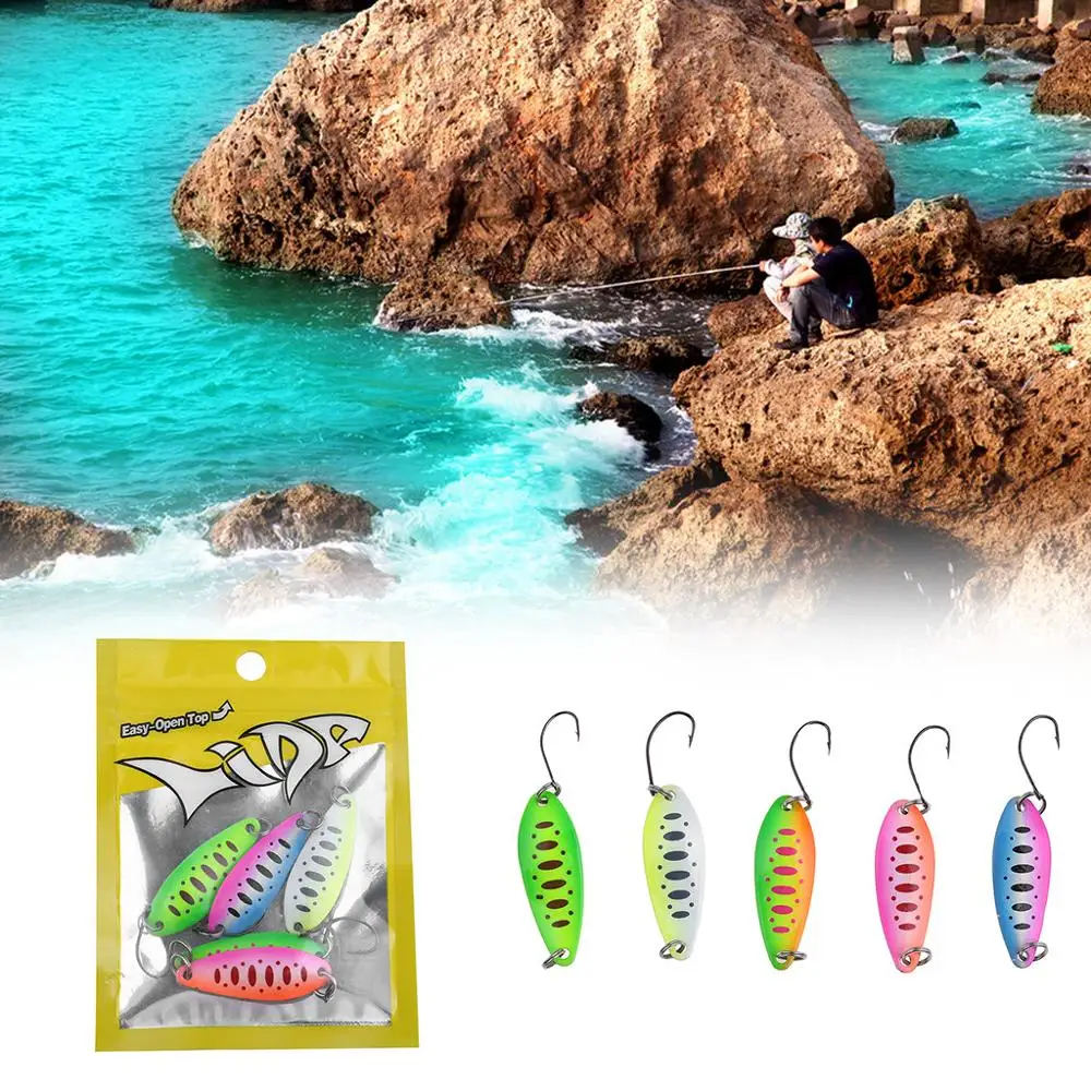 

5pcs Sequin Bait Sinking Hard Fishing Lures Colored Single Hook 5g/4cm Sequin Fishing Lures whopper plopper leurre peche T#