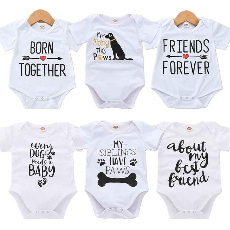 Toddler Baby Boys Girls My Siblings Have Paws Summer Playsuit Jumpsuit Bodysuit