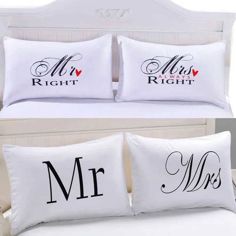 Mr Mrs Pillow Case Couple King Queen His Her Always Right