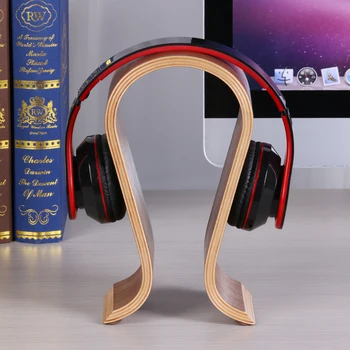 

Wooden Headphone Stand Lightness Portability No Space Occupy Hanger Walnut Finish Gaming Headset Display Rack Holder