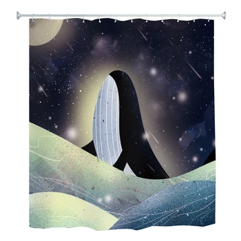 

Dolphin Flower Printed Fabric Bathroom 3D Shower Curtain Waterproof Bathing Bathtub Cover w/ 12 Hooks Bathroom Decoration