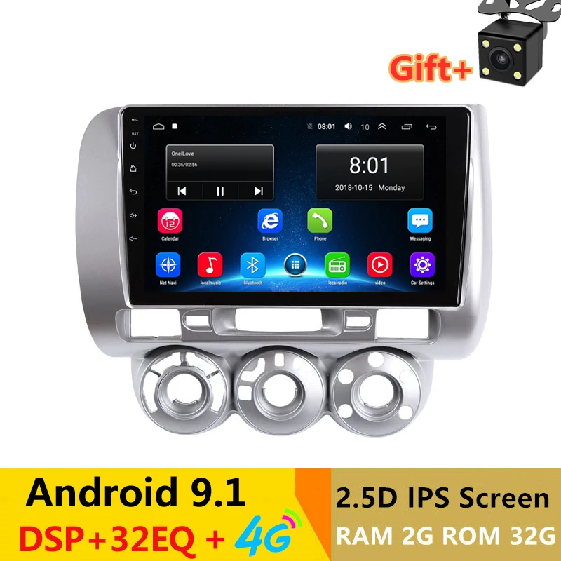 " 2.5D ips Android 9,1 автомобильный DVD мультимедийный плеер gps для honda Fit jazz 2004 2005 2006 2007 Автомагнитола DSP32EQ стерео навигация