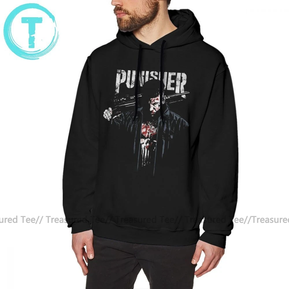 Billige Punisher Hoodie Jon Quesada Abdeckung Kunst Hoodies Streetwear Große Pullover Hoodie Beliebte Herbst Baumwolle Schwarz Lange Männlichen Hoodies