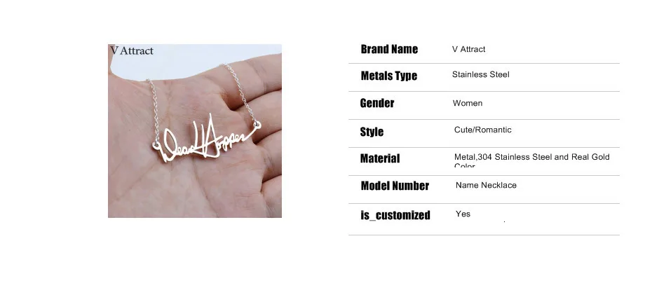 V Attract Keepsake ювелирные изделия курсивный Стиль имя ожерелье персонализированные таблички чокер BFF Bijoux пользовательские рукописные подписи