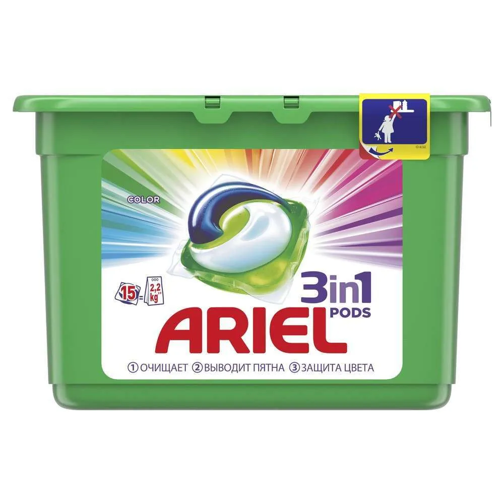 Капсулы для стирки 3в1 «Color» Ariel Pods, 15 шт