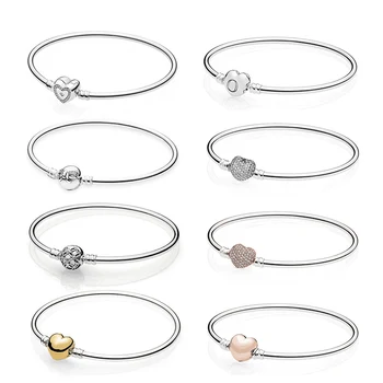 

PDB SL 16 Original 100% 925 Sterling Silver Bracelet with Love Heart Bracelet logo Limited Edition Original 1:1 basic Bracelet