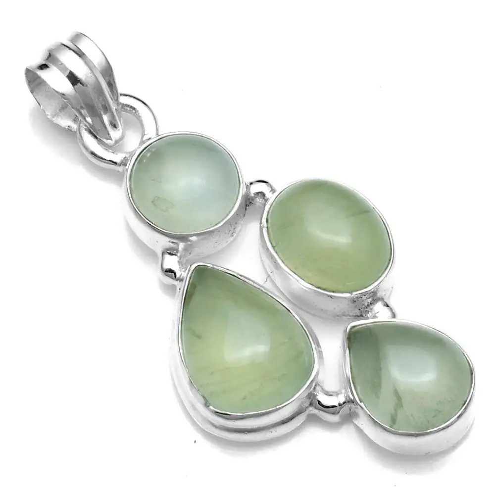 

Genuine Prehnite Pendant 925 Sterling Silver, 41.5 mm, 2SP0708