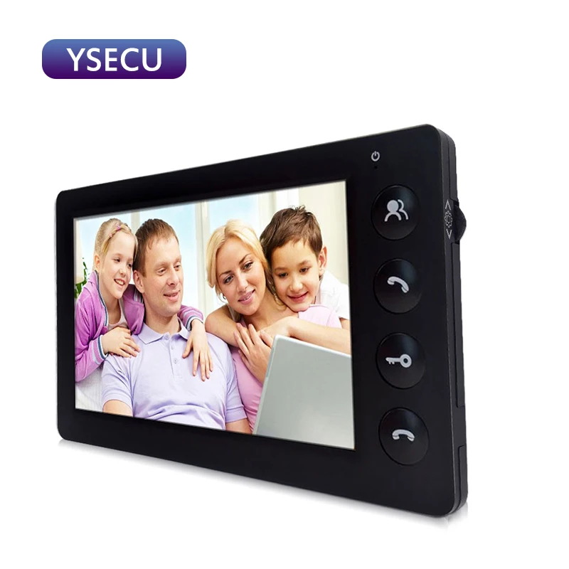 YSECU " проводной черный видео дверной звонок Домофон Система Видео камера цветной ЖК-монитор для помещений разблокировка говорящая панель ввода видео двери