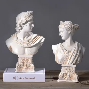 

European Anna Apollo Plaster Head Figure Art Sculpture Decor Retro Venus Figurine Character Resin Statue Home Ornament R5252