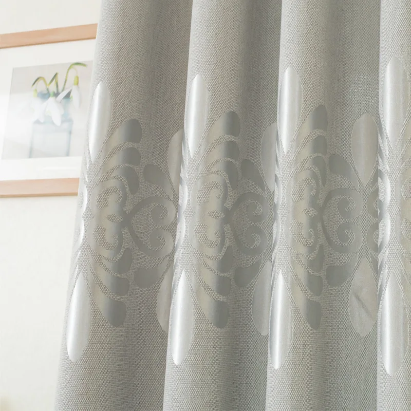 

Grey Curtains Jacquard Fabric Bedroom Curtains for Living Room Curtains High-end European-style Blackout Linen Curtains