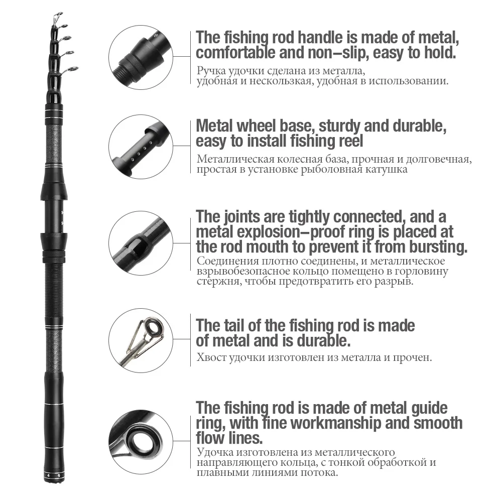 DONQL 1.8m-3.0m Telescopic Fishing Rod Spinning Carbon Fiber Ultrashort Travel Multifunction Telescopic Fishing Rod Fish pole 主图04 (1)