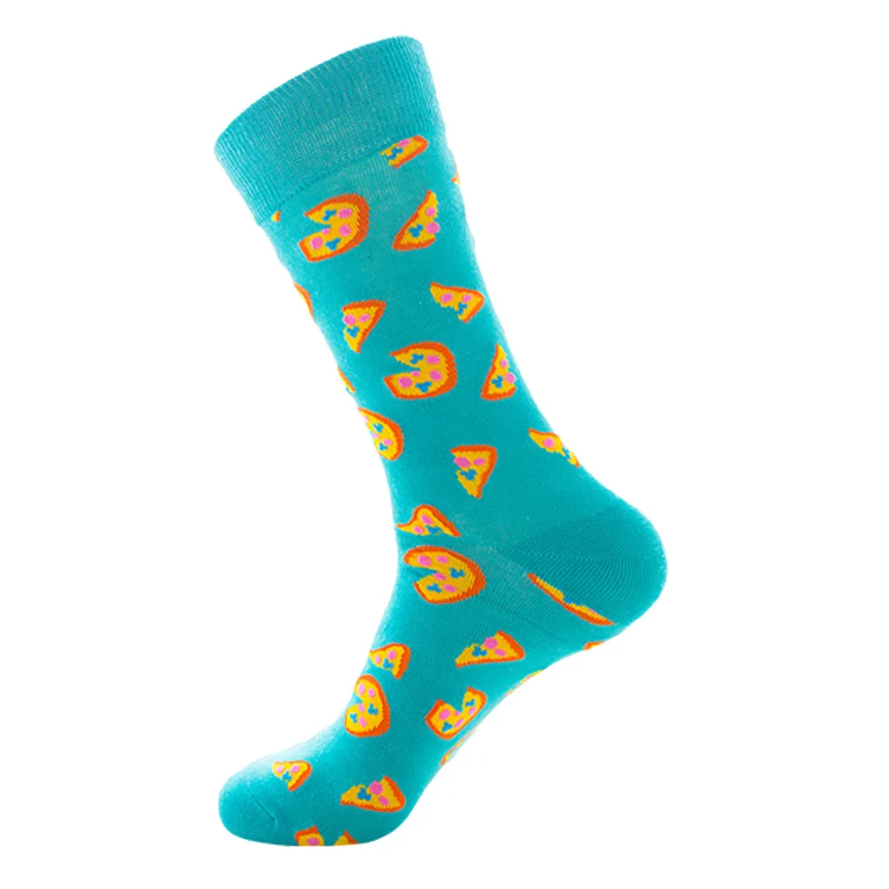 Цветные хлопковые мужские носки, забавные геометрические носки с изображением торта, картофеля фри, счастливой пиццы, скейта, Харадзюку, графические носки для рождественского подарка - Цвет: 15