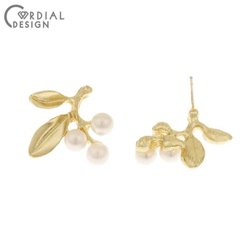 

Cordial Design 50Pcs 17*20MM Jewelry Accessories/Hand Made/Earring Findings/Leaf Shape/Imitation Pearl/Earrings Stud/DIY Making