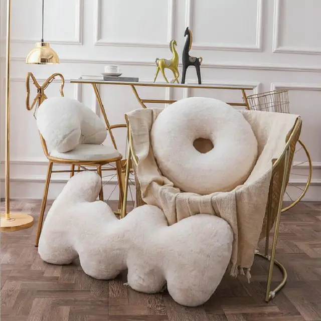 Nordic Home Decor White Cushion Soft Plush Pillow For Sofa Chair Seat Love Shape Letter Cushions Decoractive Props Gift 2