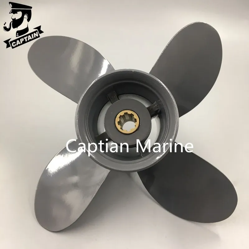 Captain Propeller 4 Blade 9 1/4X10 Fit Honda and Yamaha Outboard BF8D/BF9.9D BF9.9/BF15A BF15D/BF20 8 Splines 58134-ZV4-010AH