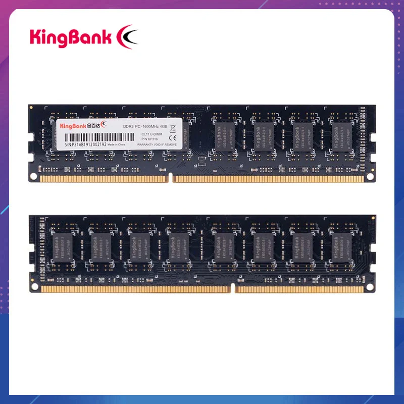 Kingbank memoria Ram DDR3 8GB 4GB 1600Mhz Desktop Memory 240pin 1.5V