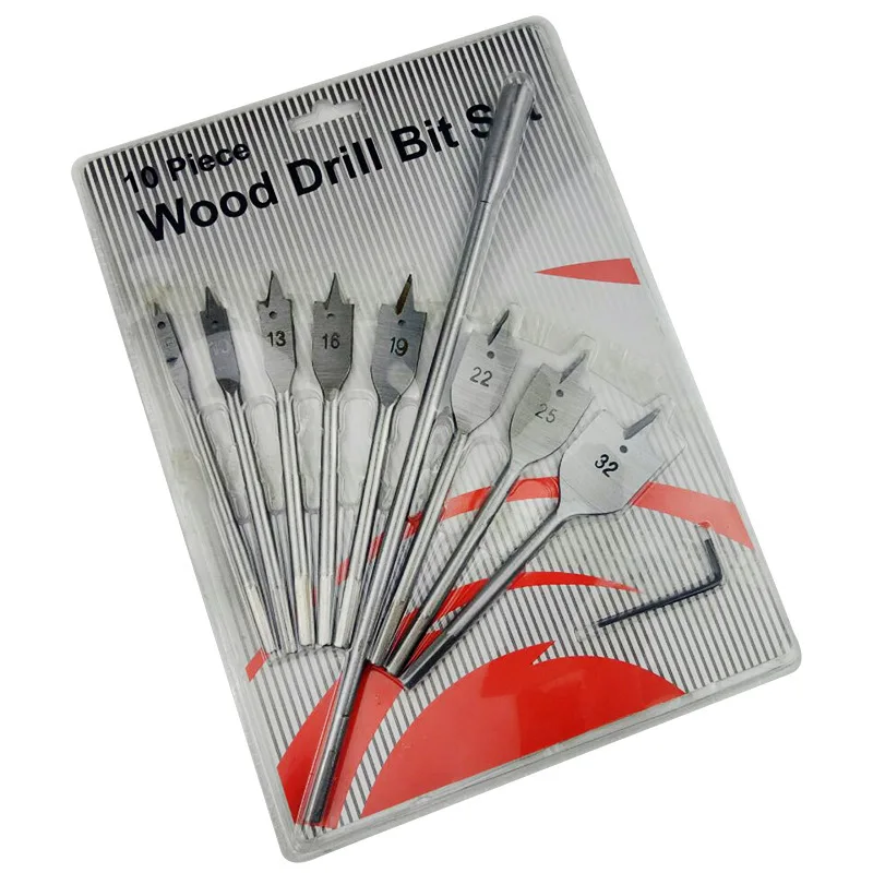 6/10pcs Flat Drill three point woodworking drill round hexagonal handle opener set flat bit plank punch Tool Drill set artisan
