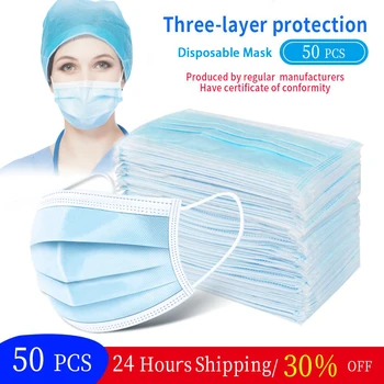 

100psc disposable dust-proof masks 3-layer filter, dustproof non-woven masks contrast fpp2 kf94 PM2.5 48 hours delivery