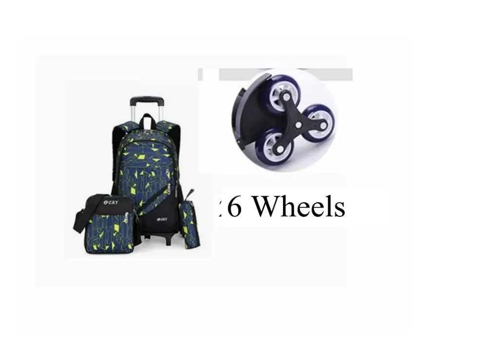6 wheels Детский Школьный рюкзак на колесиках, детские дорожные сумки, рюкзак-тележка для школы для мальчиков, сумка на колесах, школьная сумка на колесиках - Цвет: 6 wheels