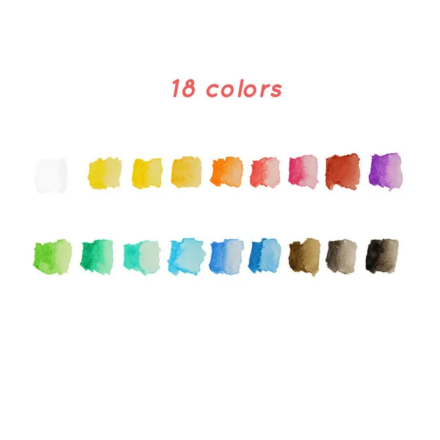 18 colors 18/24/36 Цвета прозрачные твердые акварельные краски в наборе с Краски кисть, палитра, для студента художника Краски ing рисунок товары для рукоделия - Цвет: 18 colors