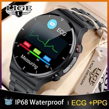 

LIGE ECG+PPG Smart Watch Men Temperature Blood Pressure Monitor Watches Wireless Charger Fitness Tracker Waterproof Smartwatch