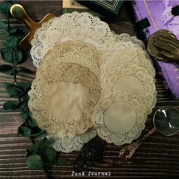 

Handmade coffee dyed paper JunkJournal DIY scrapbooking retro note lace pad paper TN hand account decoration material