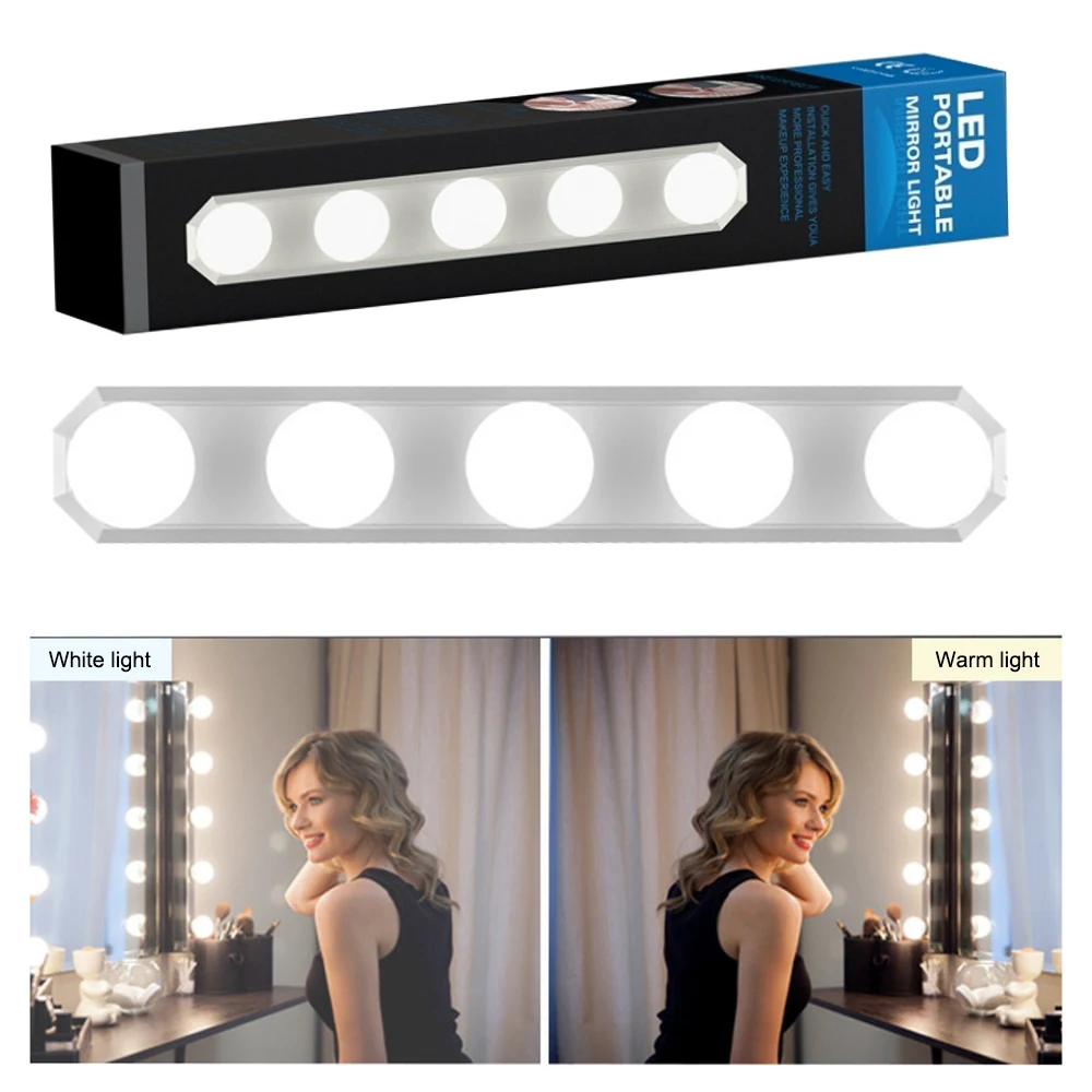 Светодиодный светильник в виде голливудского зеркала, светодиодный светильник 5 В для макияжа, косметический зеркальный светильник s 5, набор ламп для макияжа, туалетный столик для ванной комнаты