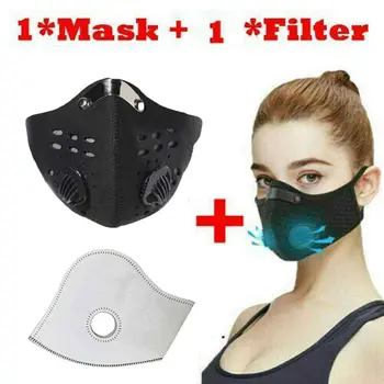 

2020 Solid Unisex Face Shield 5 Layers Filter Safety protection Mask Wit Filter