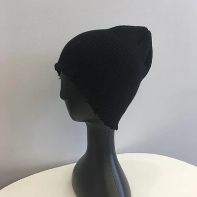 black cap Brimless Лыжная шапочка зимняя шапка-маска для женская шапка шляпы для пар вязаная Harajuku Beanie Мужская - Цвет: black cap