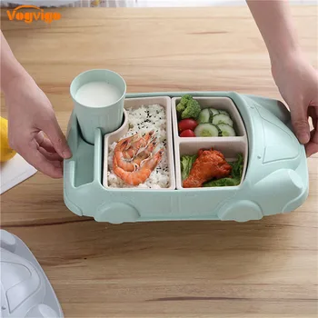 

Food Grade Silicone Baby Dishes Meal Plate Meal Mat Integrated Design Creative Grid Bowl Infant Children Cartoon Cow Dishes