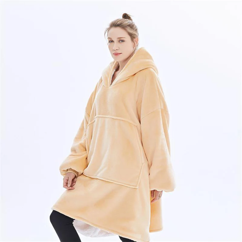 Women Wearable Hoodie Blanket with Sleeves Fleece Hooded Sweatshirts Giant Blanket Hoodies Winter Oversized Hoodies Sweatshirts