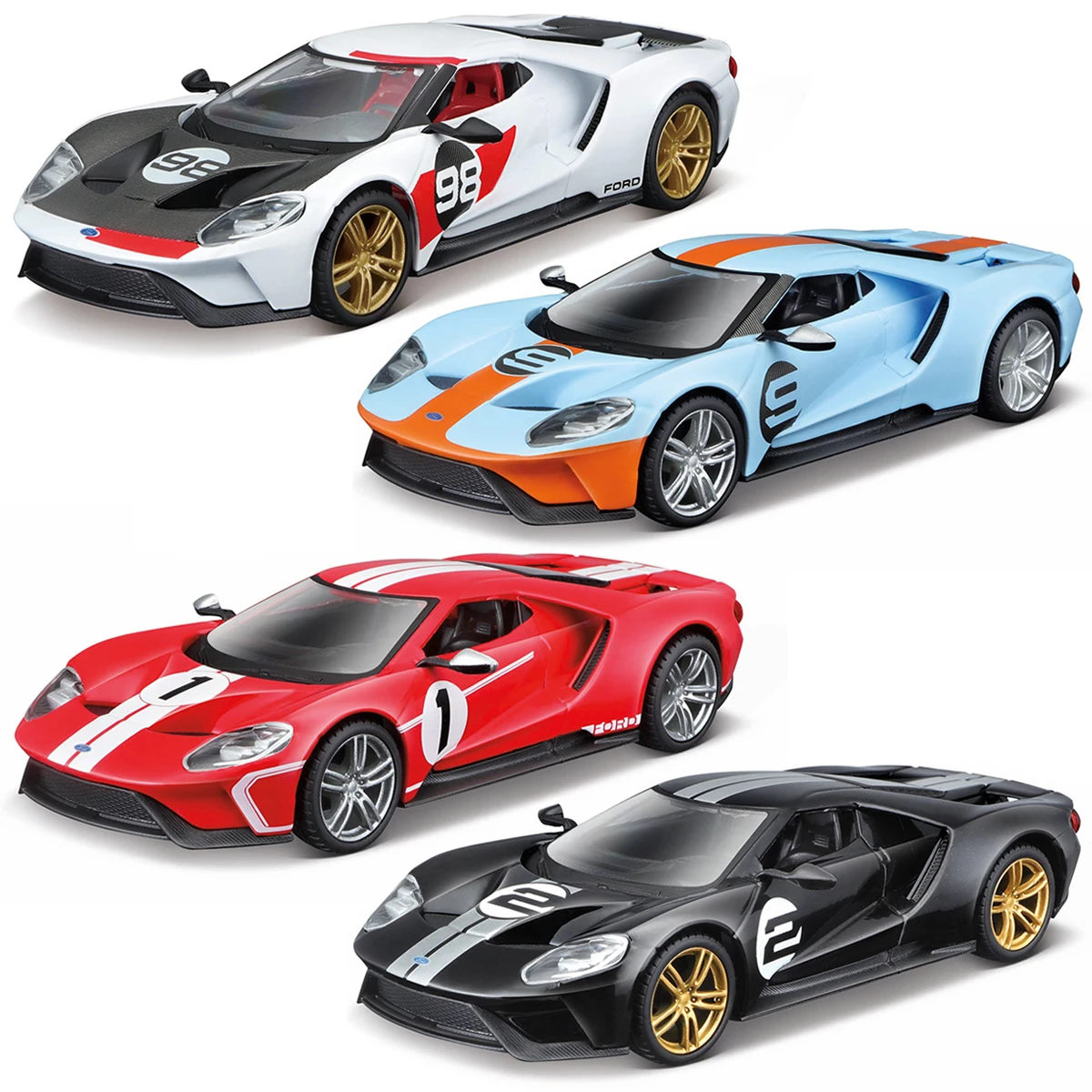 Bburago 1:32 Ford GT Heritage Edition Static Die Cast Vehicles Collectible Model Car Toys