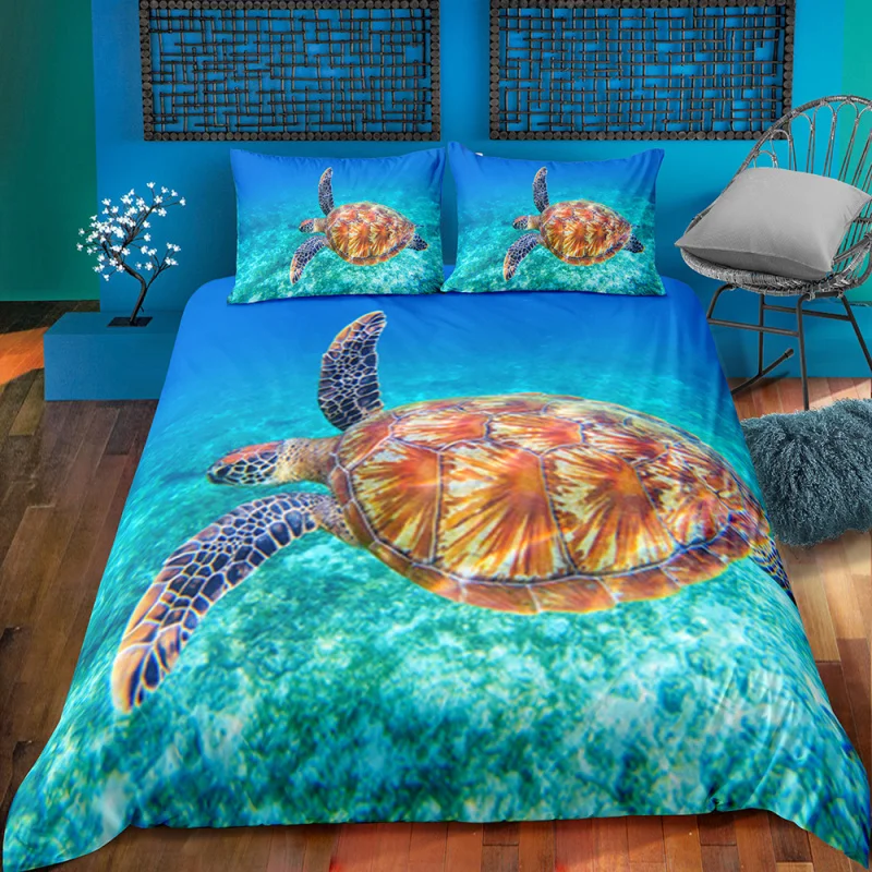 Yi Chu Xin Sea Turtle Bedding Set Starfish Jellyfish Duvet Cover