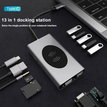 

13 In 1 Portable Adapter Splitter PD Quick Charging Type C To HDMI VGA Expander Home Travel Universal USB Hub PC Laptop 5Gbps