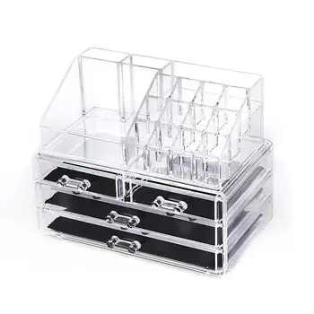 

Multiple Grid Acrylic Transparent Makeup Organizer Storage Box Lipstick Nail Drill Polish Organizer Cosmetic Jewelry Box Holder