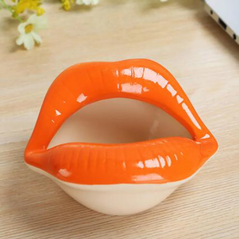 orange Керамические изделия пепельница сексуальный рот пепельница поднос сигарета курительная подставка для гостиной товары для дома - Цвет: orange