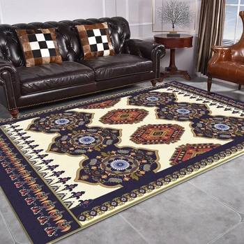 

Retro Persian Area Rugs Living Room Sofa Table Morocco Geometric Decor Carpet and Rug Kitchen Bedroom Bedside Non-Slip Floor Mat