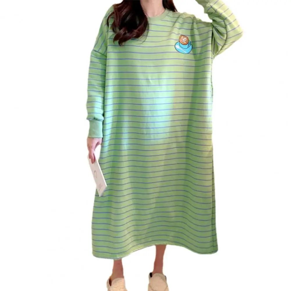 Women Autumn Winter Dress Fashion Thicken Warm Loose Cartoon Cute Oversized Pajamas Nightwear Winter