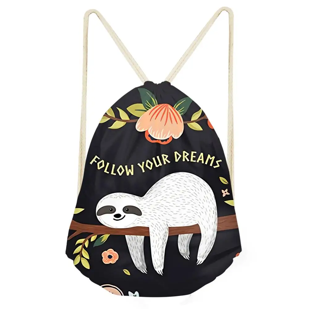 

Cute Sloth Painted Drawstring Bag for Women Girls Drawstring Backpack Rucksack Customize Own Pattern Travel Storage Pouch