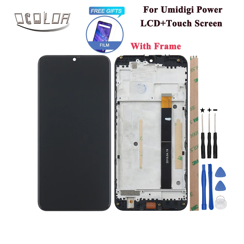 

ocolor For UMI Umidigi Power LCD Display And Touch Screen6.3''+ Frame +Film+Tools + Adhesive For Umidigi Power Phone Accessories