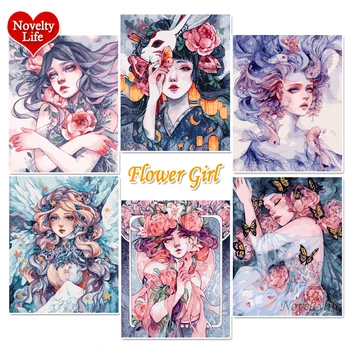 

DIY Painting By Numbers Flower Girl Anime Art Paint Cartoon Coloring Picture Hand Drawing Canvas Home Decoration Gift for Kids