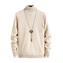 2020 Men Turtleneck Sweater Autumn Winter Solid Color Casual Sweater Men's Slim Fit Knitted Pullovers Bottoming Jumper