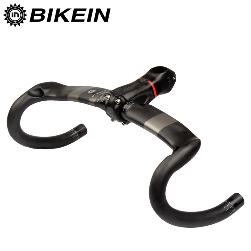 

BIKEIN - Full UD Carbon Aerodynamics Road Bike Handlebar Cycling Bent Bar Ultralight Bicycle Professional Stem 10 Degrees 350g
