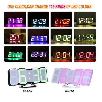 

Digital Time Alarm Clock LED Wall Clock With 115 Colors Remote Control Digital Watch Night Light Magic Desktop Table Clock