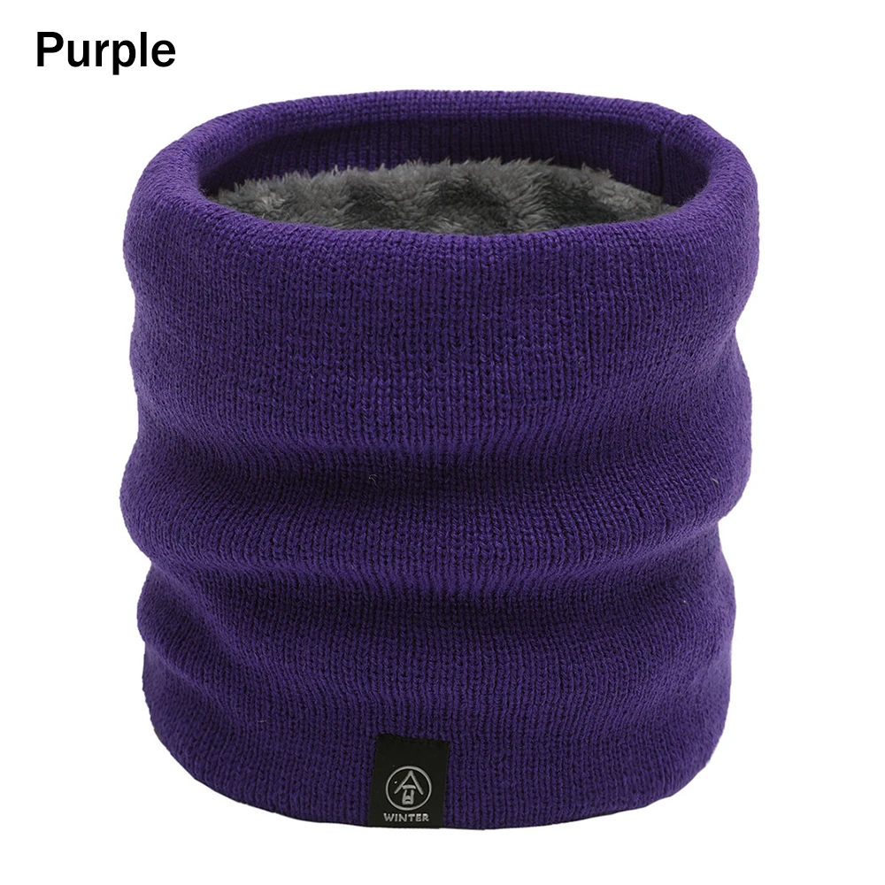 purple 1 шт. вязаный Флисовый Шарф для шеи Лыжная Балаклава шапка теплая вязаная шапка Толстая шаль теплая круглая обертка аксессуары для улицы - Цвет: purple