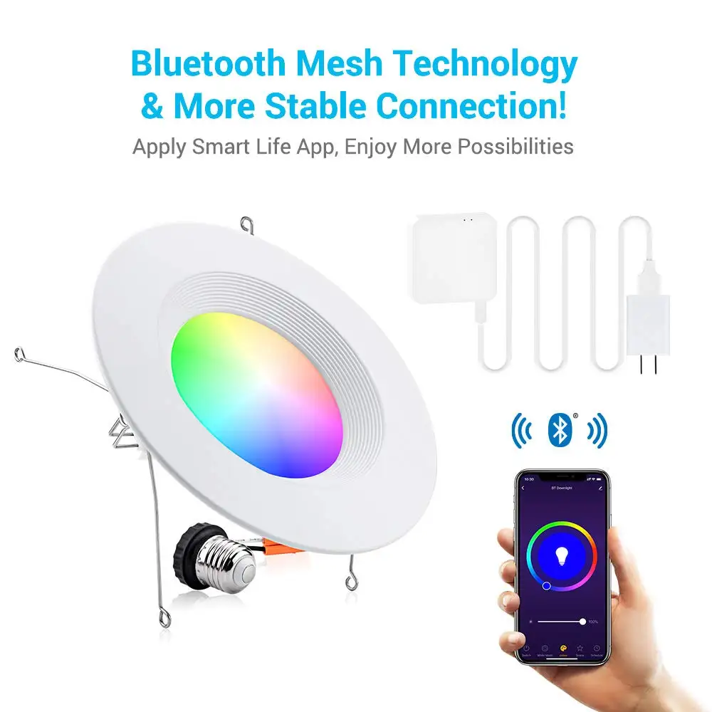 Integrated Bluetooth 5W Speaker /& LED 15W Downlight RGB Colour Change 4000K