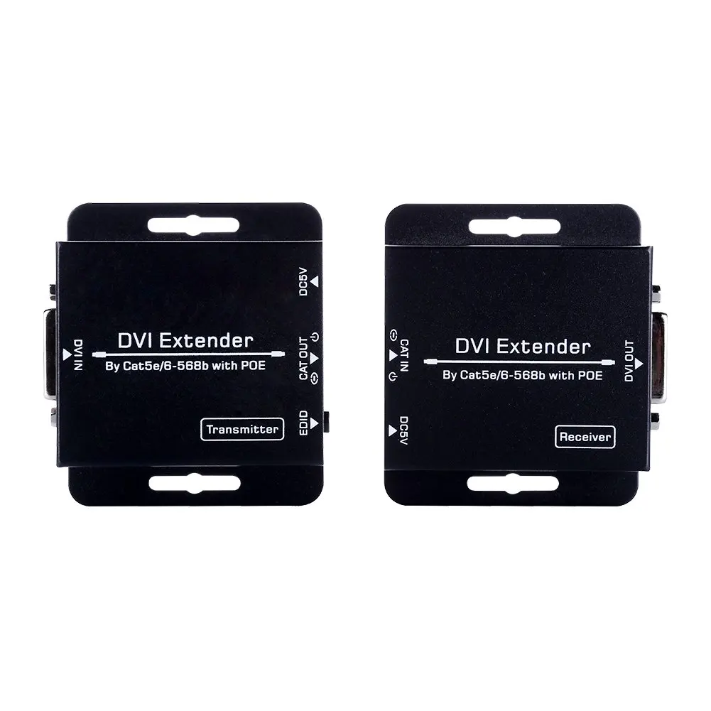 

60 м 1080P DVI-удлинитель через один Ethernet-кабель CAT5e/6 с питанием EDID /POE