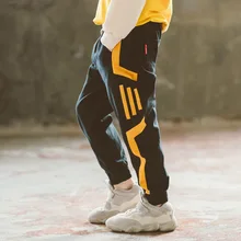 Штаны для мальчиков г. Новые стильные осенние детские брюки средних и больших размеров детские штаны с боковой вставкой Модный корейский стиль